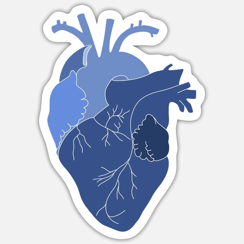 anatomisches Herz, Outline weiß - Sticker Größe S (10 x 10 cm) - Mattweiß