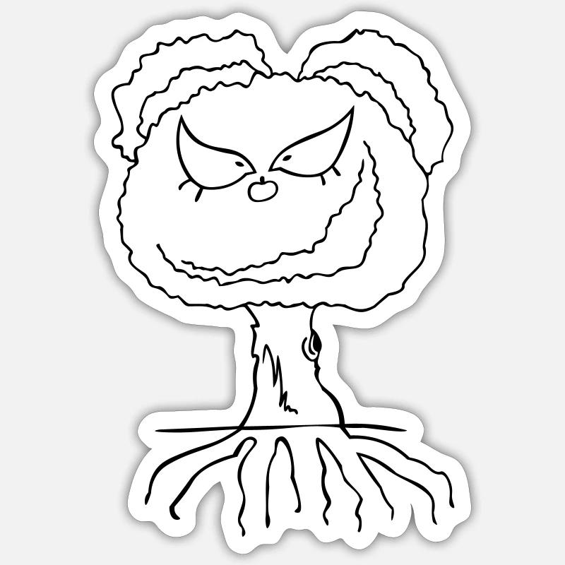 frecher Baum - Sticker Größe S (10 x 10 cm) - Mattweiß