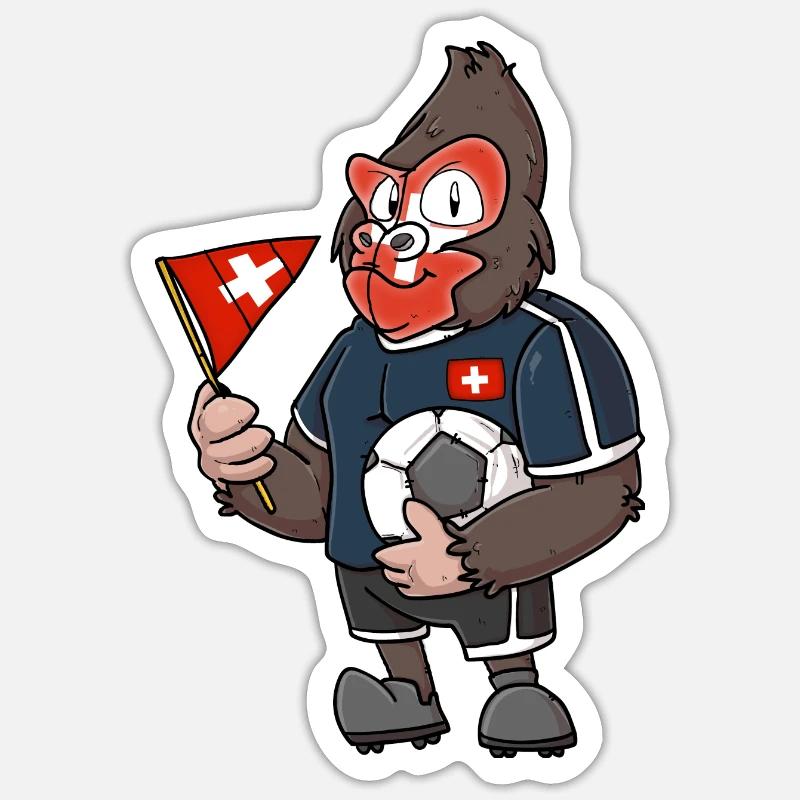 Schweizer Gorilla - Sticker Größe S (10 x 10 cm) - Mattweiß