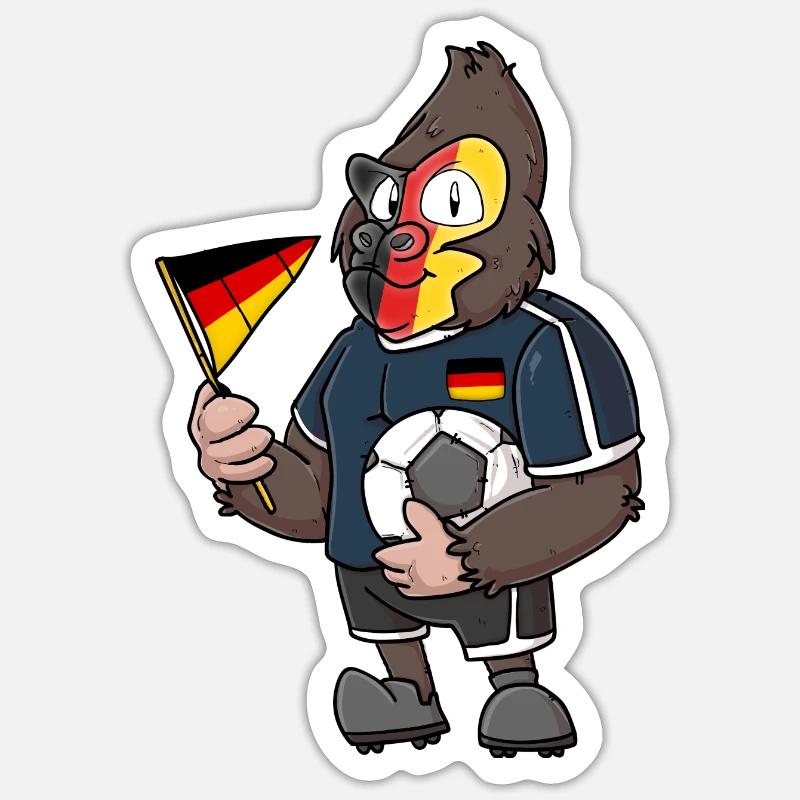 Gorille allemand - Sticker taille S (10 x 10 cm) - blanc mat