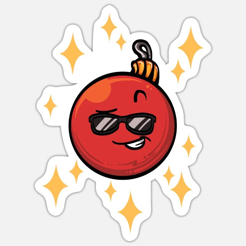 Lustige Weihnachtskugel #8/9 - Sticker Größe S (10 x 10 cm) - Mattweiß