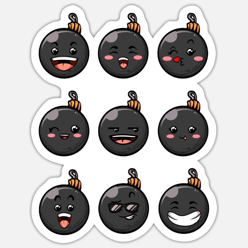 9 Weihnachtskugeln #9/10 Schwarz Sticker Größe S (10 x 10 cm)