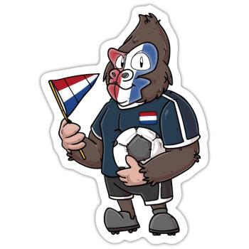 Gorille hollandais - Sticker taille S (10 x 10 cm) - blanc mat - Devant