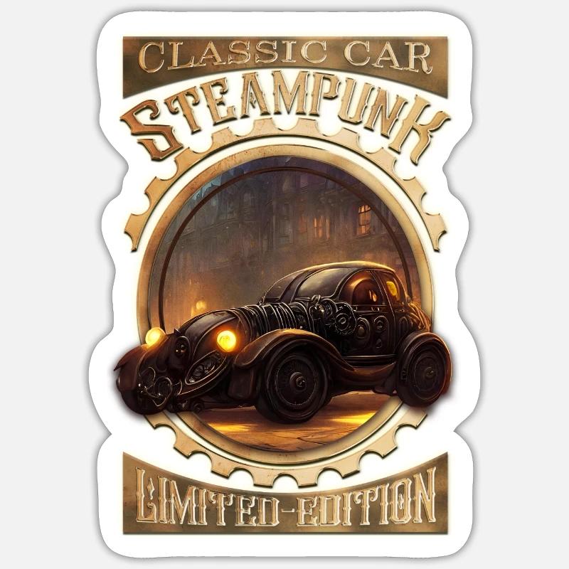Steampunk Oldtimer, gothic und elegant Sticker Größe S (10 x 10 cm)