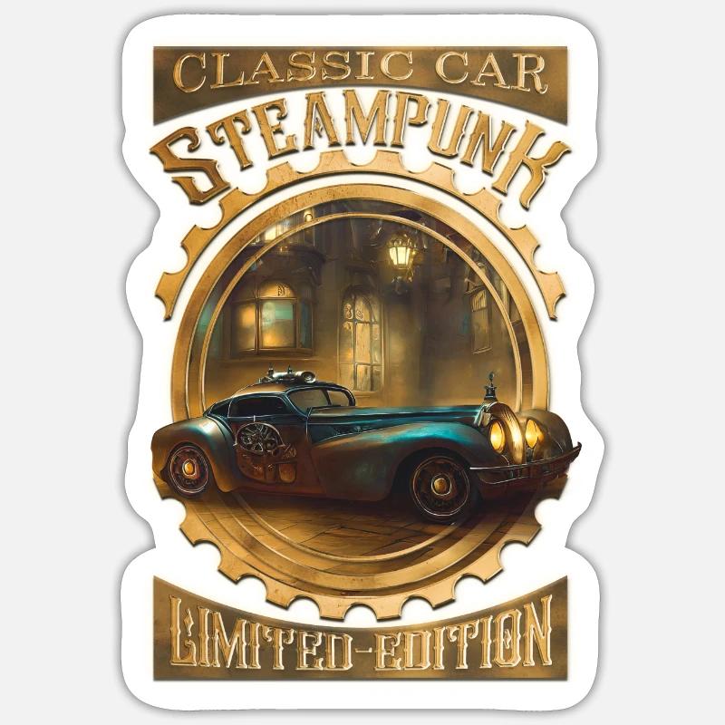 Steampunk Oldtimer klassisch, gotisch und elegant Sticker Größe S (10 x 10 cm)