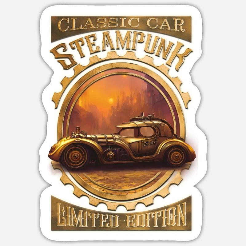 Steampunk Oldtimer klassisch, gotisch und elegant Sticker Größe S (10 x 10 cm)