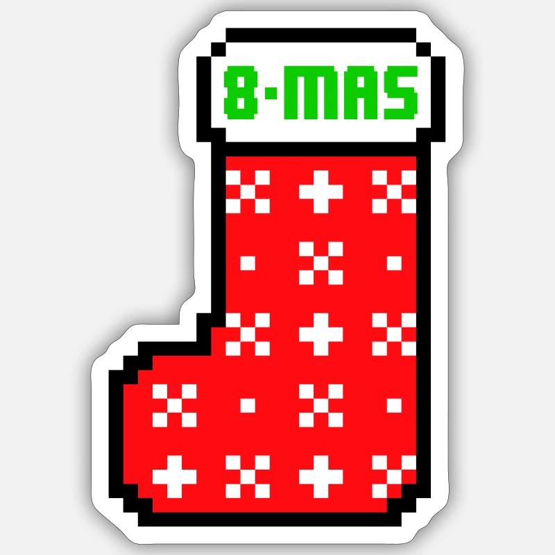 8bits Christmas Stocking - Sticker taille S (10 x 10 cm) - blanc mat