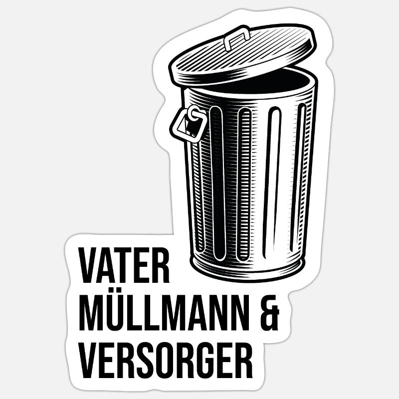 Vater Müllmann & Versorger - Sticker Größe S (10 x 10 cm) - Mattweiß