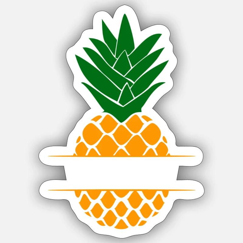 Ananas mit Textfeld Sticker Größe S (10 x 10 cm)