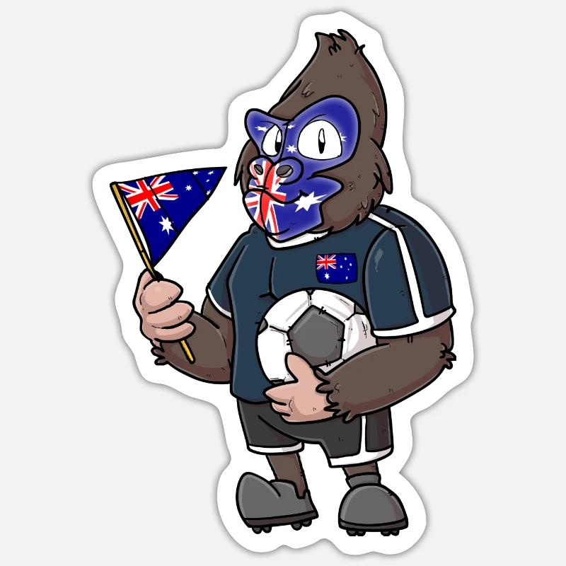 Australischer Gorilla - Sticker Größe S (10 x 10 cm) - Mattweiß