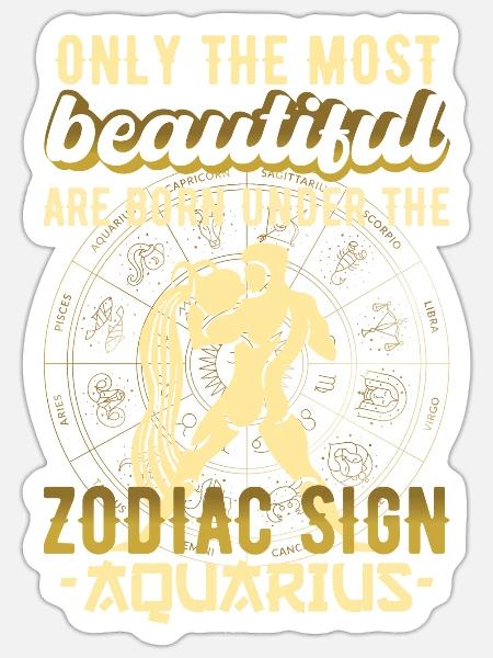 Sternzeichen Wassermann Aquarius Geschenk - Sticker Größe S (10 x 10 cm) - Mattweiß