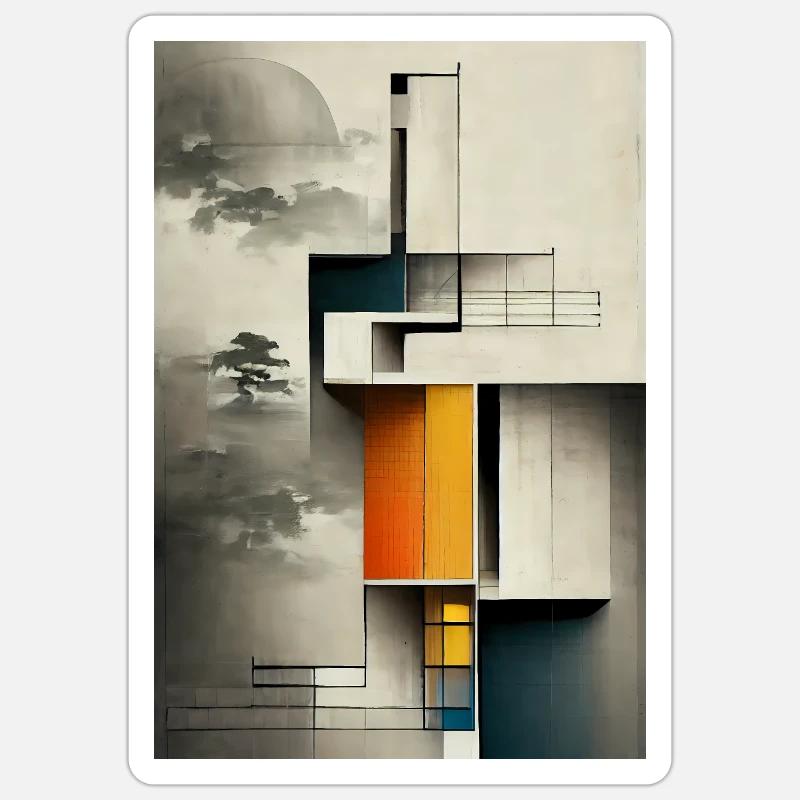 Einzigartiges schmutziges Bauhaus-Muster Sticker Größe S (10 x 10 cm)