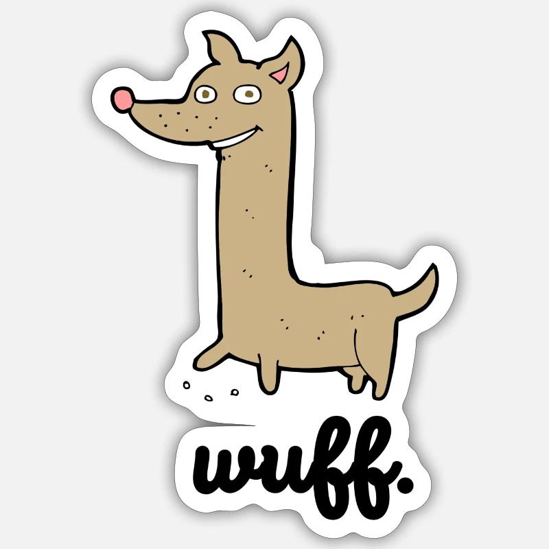 Cooler Hund | Lustige Geschenkidee | wuff - Sticker Größe S (10 x 10 cm) - Mattweiß