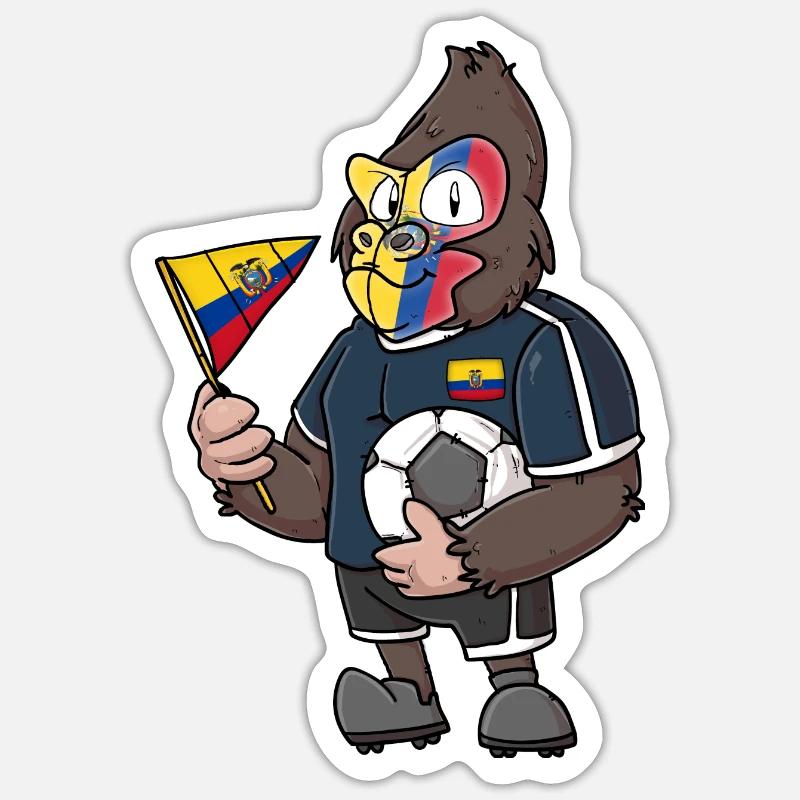 Ecuador Gorilla - Sticker Größe S (10 x 10 cm) - Mattweiß