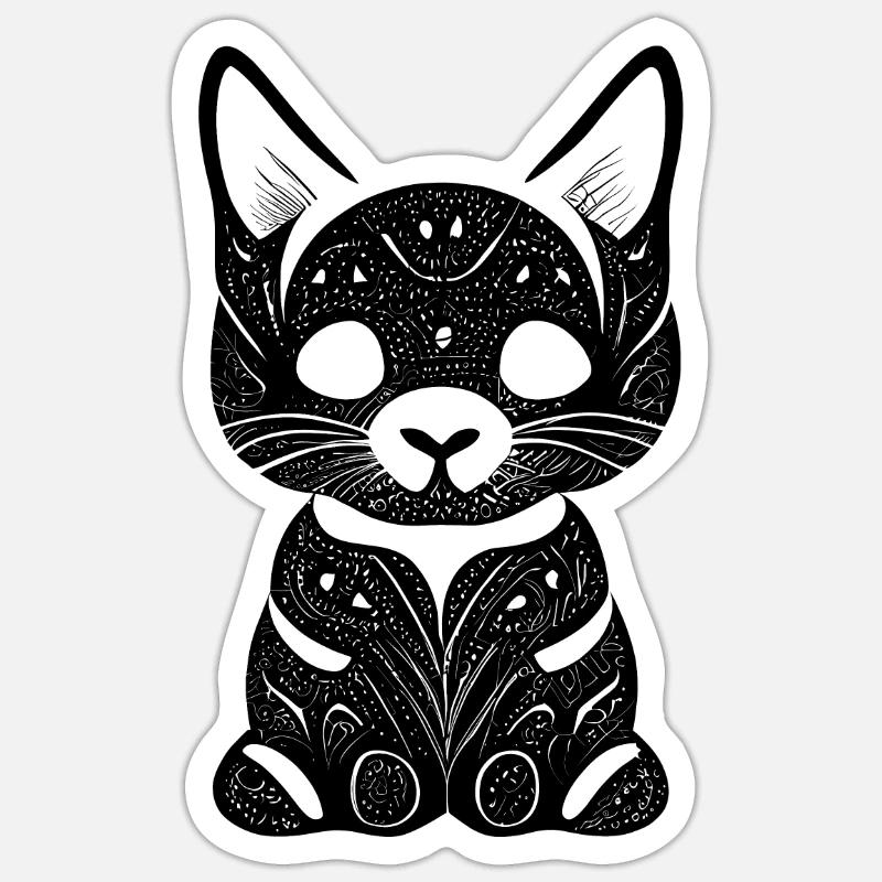 Cat Illustration Psychedelic Minimal Trance Sticker size S (10 x 10 cm)