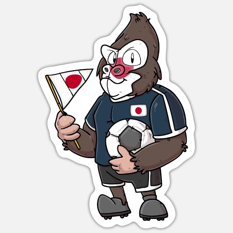 Japan Gorilla - Sticker Größe S (10 x 10 cm) - Mattweiß