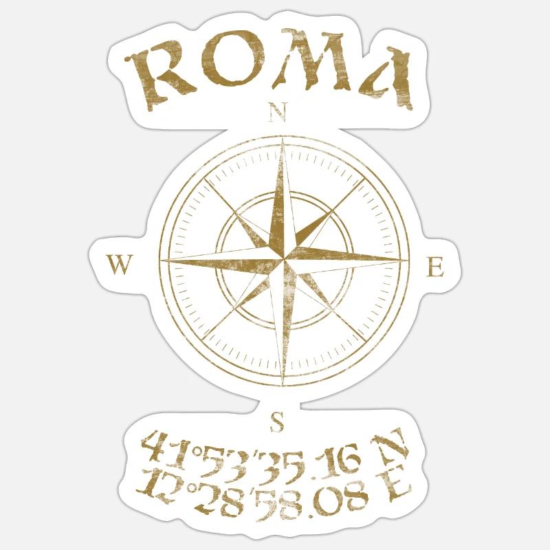 Compass GPS coordinates Roma - Sticker size S (10 x 10 cm) - white matte