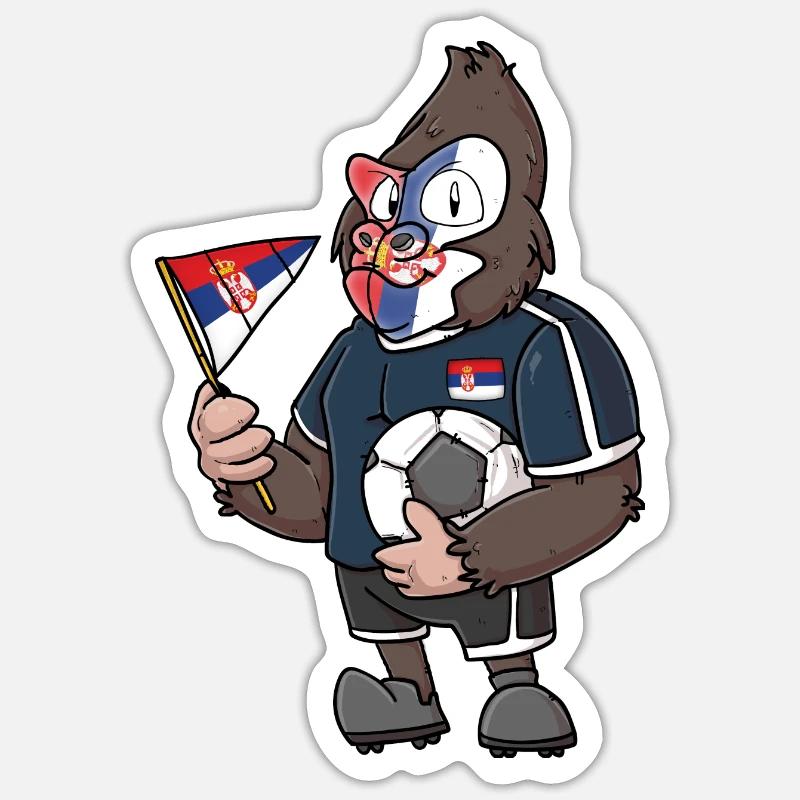 Serbien Gorilla Sticker Größe S (10 x 10 cm)