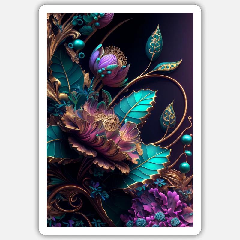 Digital art de fleur Sticker taille S (10 x 10 cm)