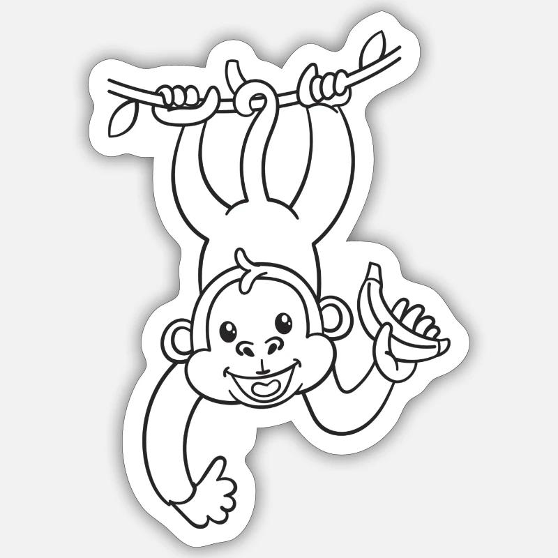 Affe, Affen, Banane, Geschenk Sticker Größe S (10 x 10 cm)
