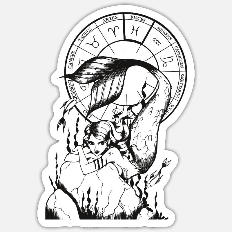 Fische Sternzeichen - Sticker Größe S (10 x 10 cm) - Mattweiß