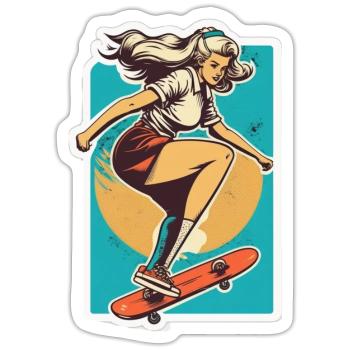 Skater Girl - Sticker size S (10 x 10 cm) - white matte - Front