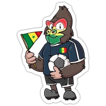 Senegal Gorilla - Sticker Größe S (10 x 10 cm) - Mattweiß - Vorne