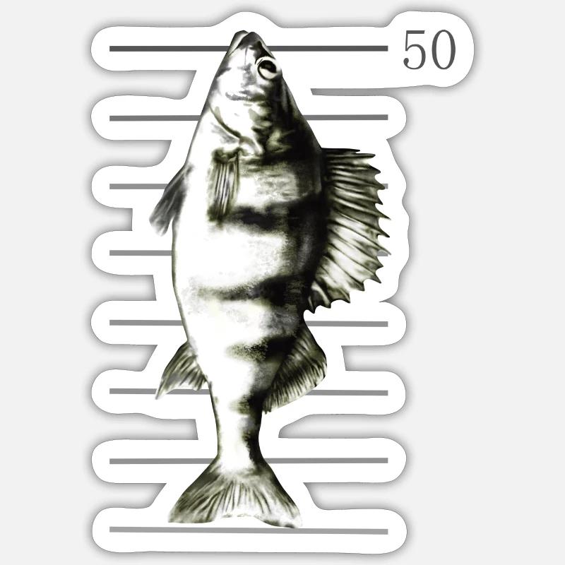 Pêche à la perche - Sticker taille S (10 x 10 cm) - blanc mat