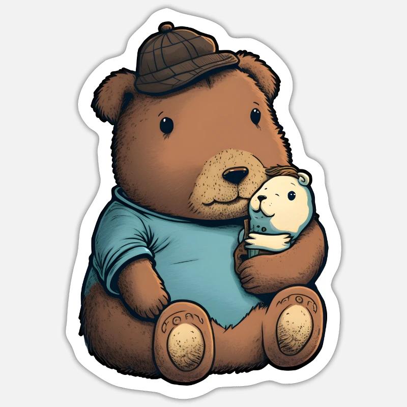 Bébé Capybara - Sticker taille S (10 x 10 cm) - blanc mat