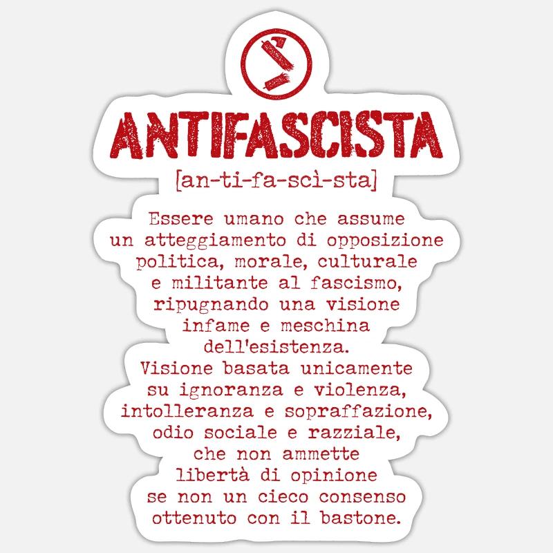 Définition antifasciste - Sticker taille S (10 x 10 cm) - blanc mat