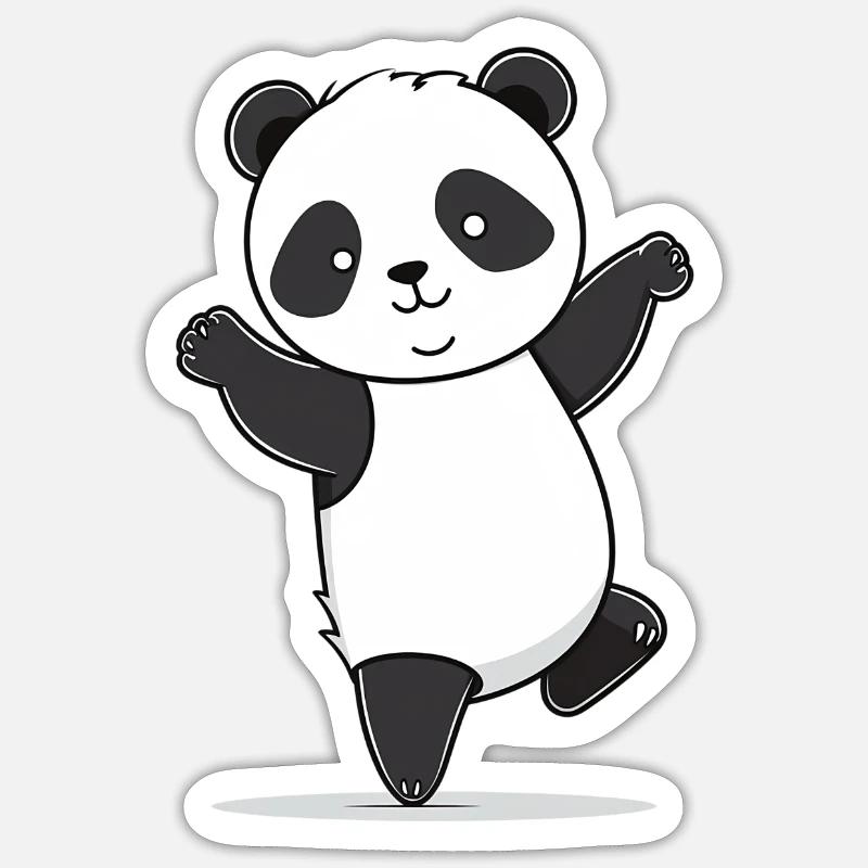 Tanzender Panda - Sticker Größe S (10 x 10 cm) - Mattweiß