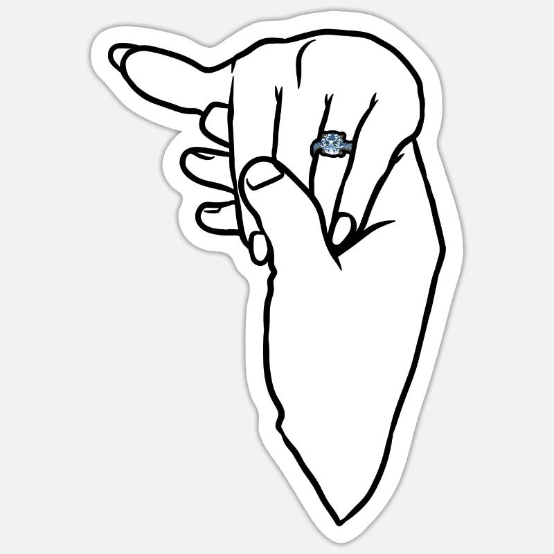 Engagement Wedding Ring Hand - Sticker size S (10 x 10 cm) - white matte