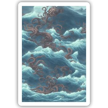 Oktopus ukiyo-e - Sticker Größe S (10 x 10 cm) - Mattweiß - Vorne