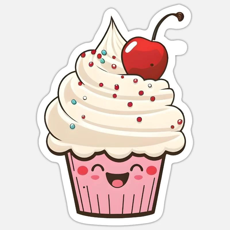Le petit cupcake le plus doux qui vous sourit Sticker taille S (10 x 10 cm)
