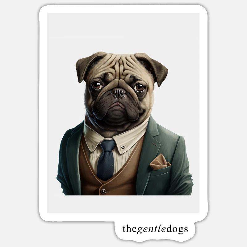Boss Mops Suited Up - thegentledogs Sticker Größe S (10 x 10 cm)