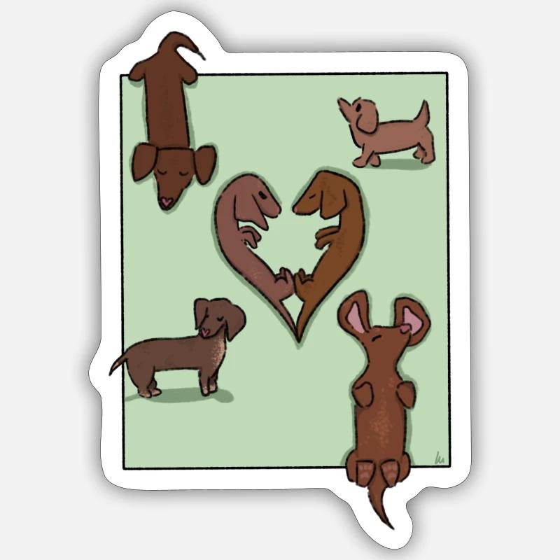 Teckel - Sticker taille S (10 x 10 cm) - blanc mat