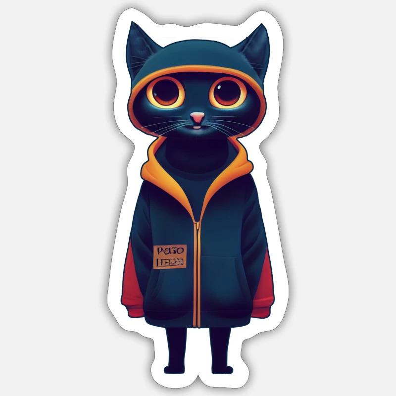 Chat en pull - Sticker taille S (10 x 10 cm) - blanc mat