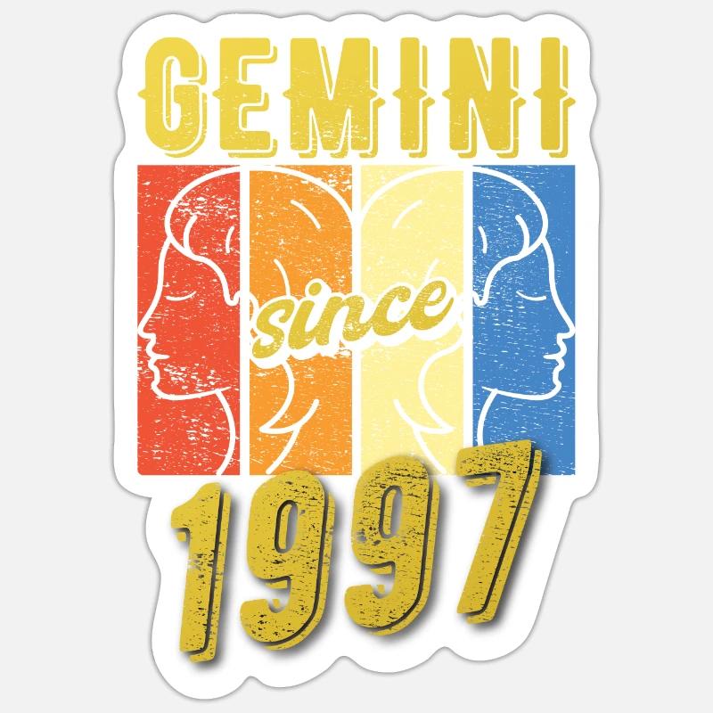 Gemini Sternzeichen 1997 Geschenk - Sticker Größe S (10 x 10 cm) - Mattweiß