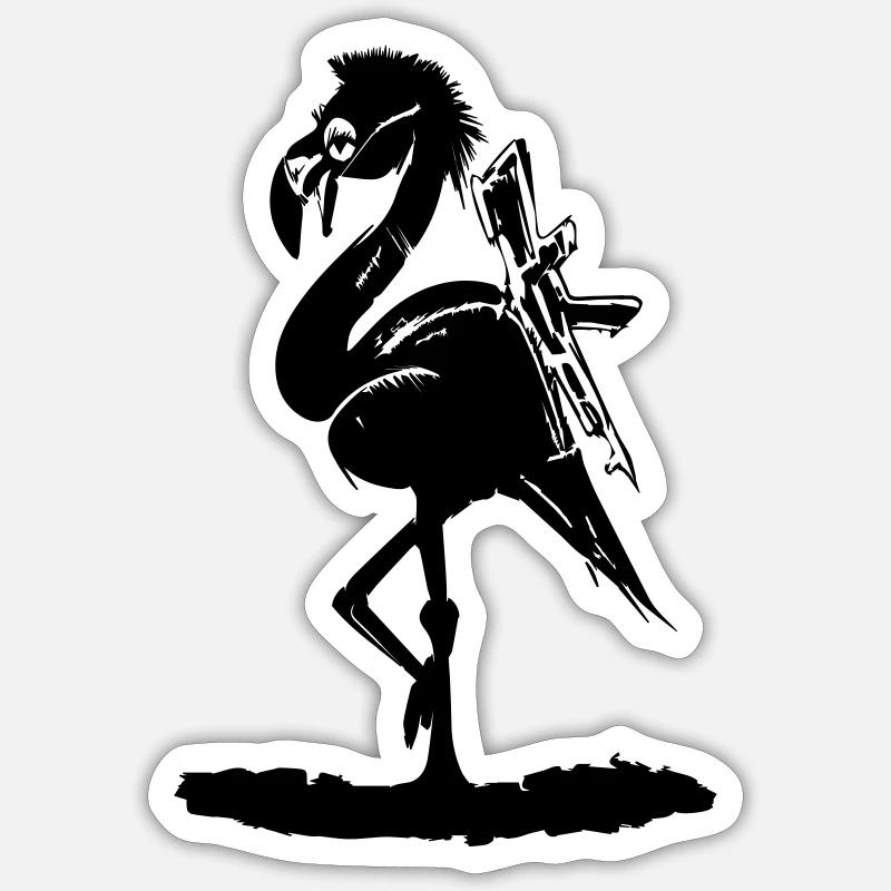 SÉCURITÉ Clan Flamingo - Sticker taille S (10 x 10 cm) - blanc mat