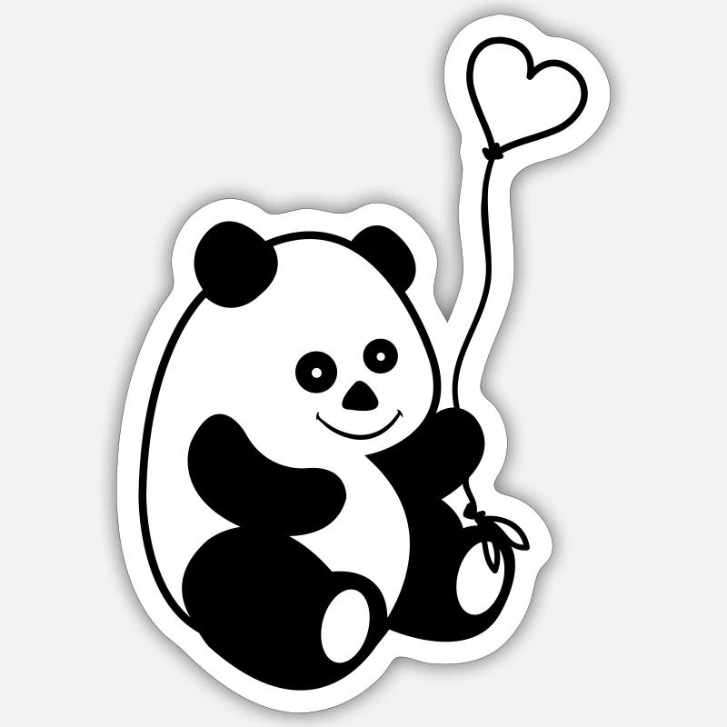 panda love - Sticker Größe S (10 x 10 cm) - Mattweiß