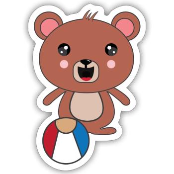 Puba l’ours - Sticker taille S (10 x 10 cm) - blanc mat - Devant