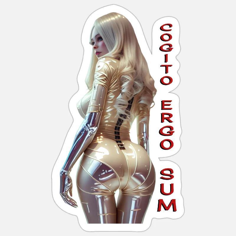 Cogito 01 (mit Text) - Sticker Größe S (10 x 10 cm) - Mattweiß