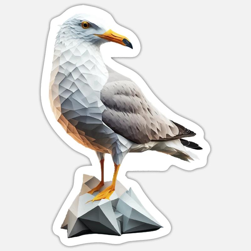 Möwe Seemöwe Polygon - Sticker Größe S (10 x 10 cm) - Mattweiß