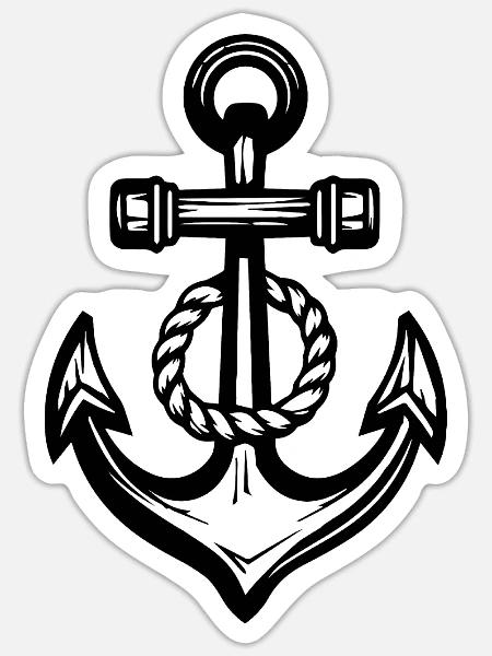 Anker Boot Schiff Nautik - Sticker Größe S (10 x 10 cm) - Mattweiß