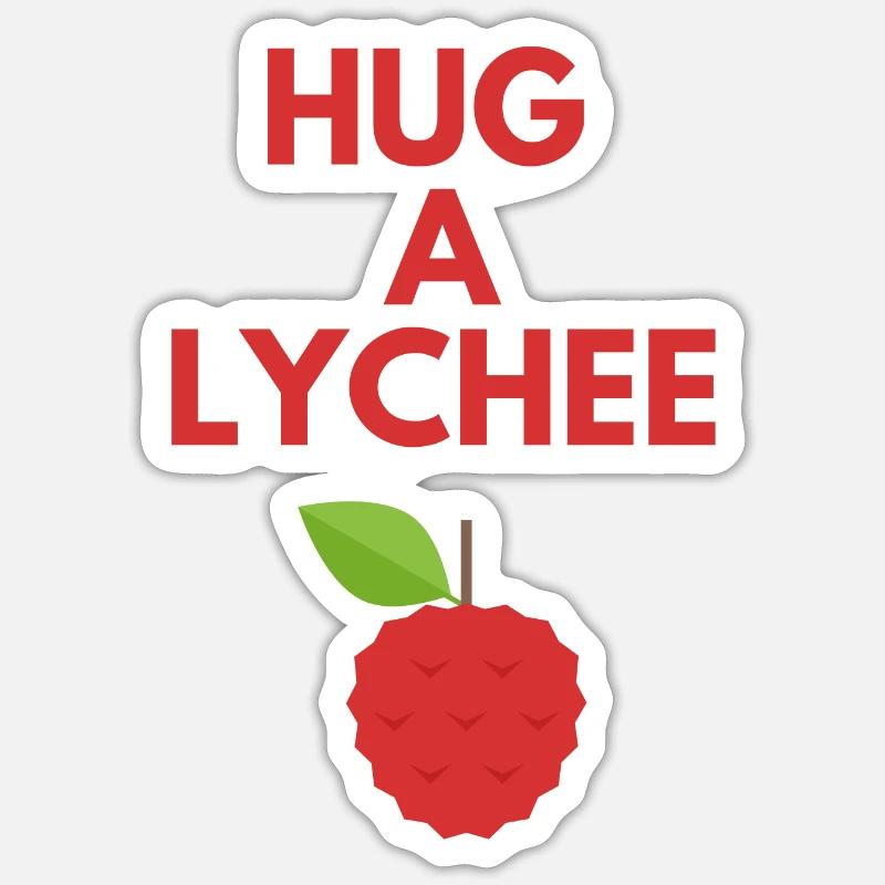 HUG A LYCHEE - Sticker size S (10 x 10 cm) - white matte