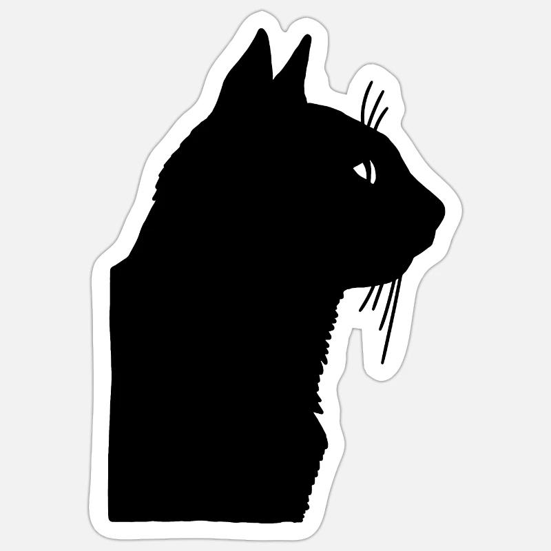Black cat - Sticker size S (10 x 10 cm) - white matte