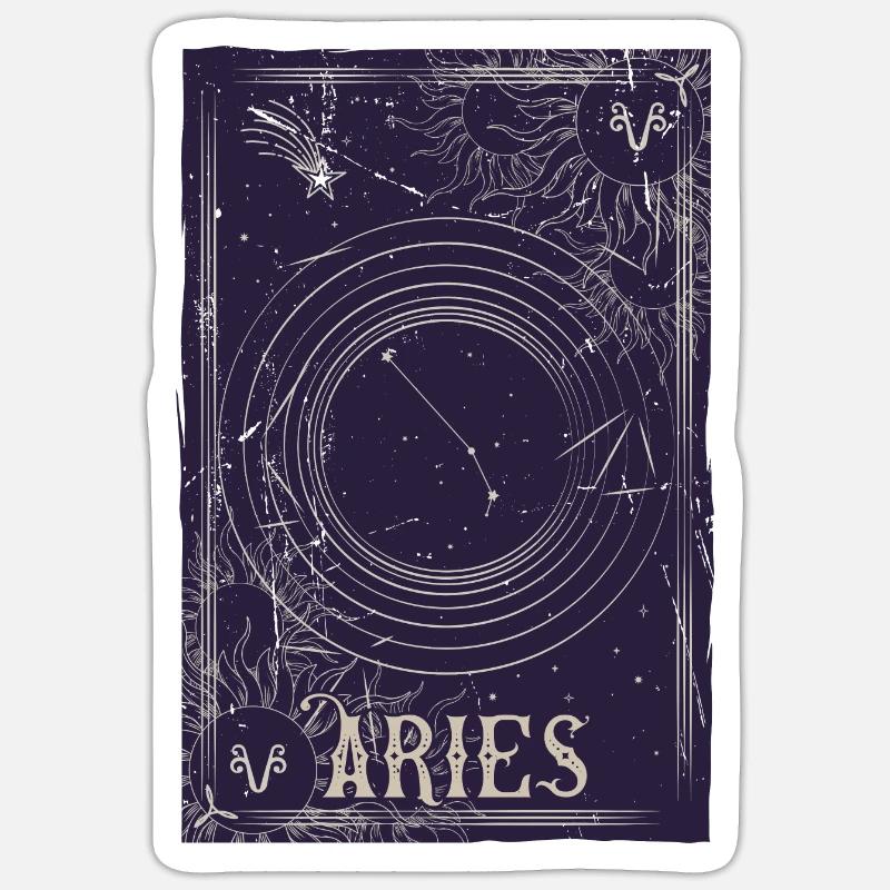 Bélier Constellation Anneau Céleste - Sticker taille S (10 x 10 cm) - blanc mat