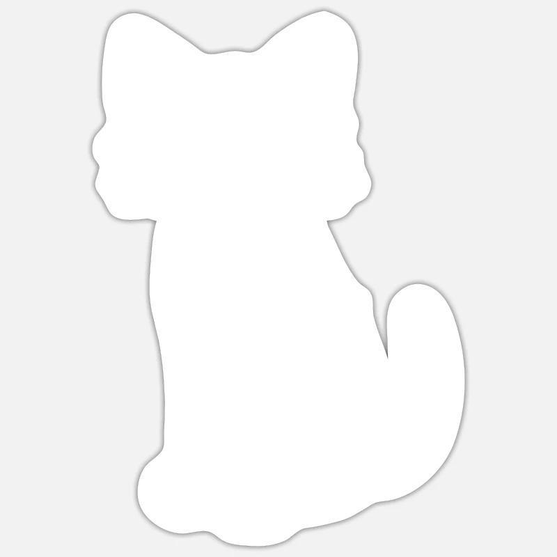 Chat chaton chaton dame - Sticker taille S (10 x 10 cm) - blanc mat