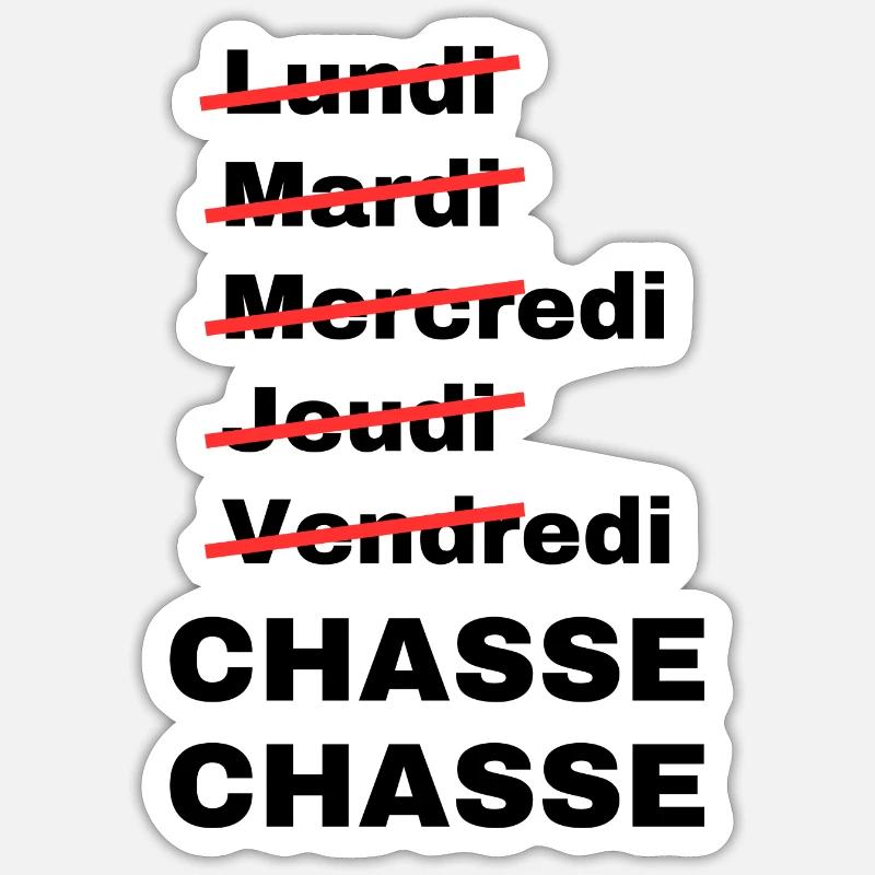 week-end chasse - Sticker taille S (10 x 10 cm) - blanc mat