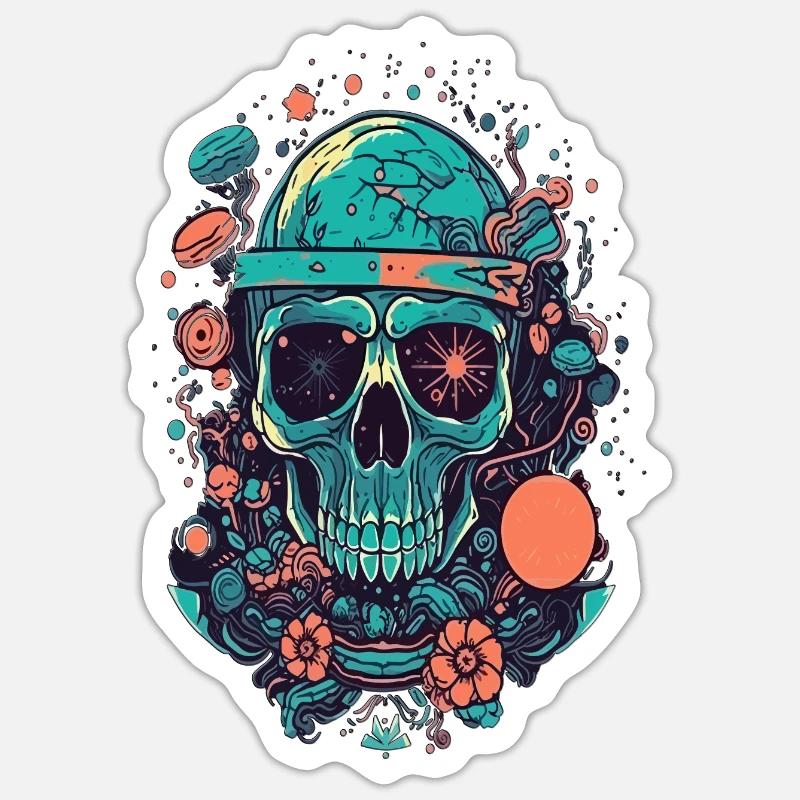 vector psychedelic skull illustration magic Design Sticker Größe S (10 x 10 cm)